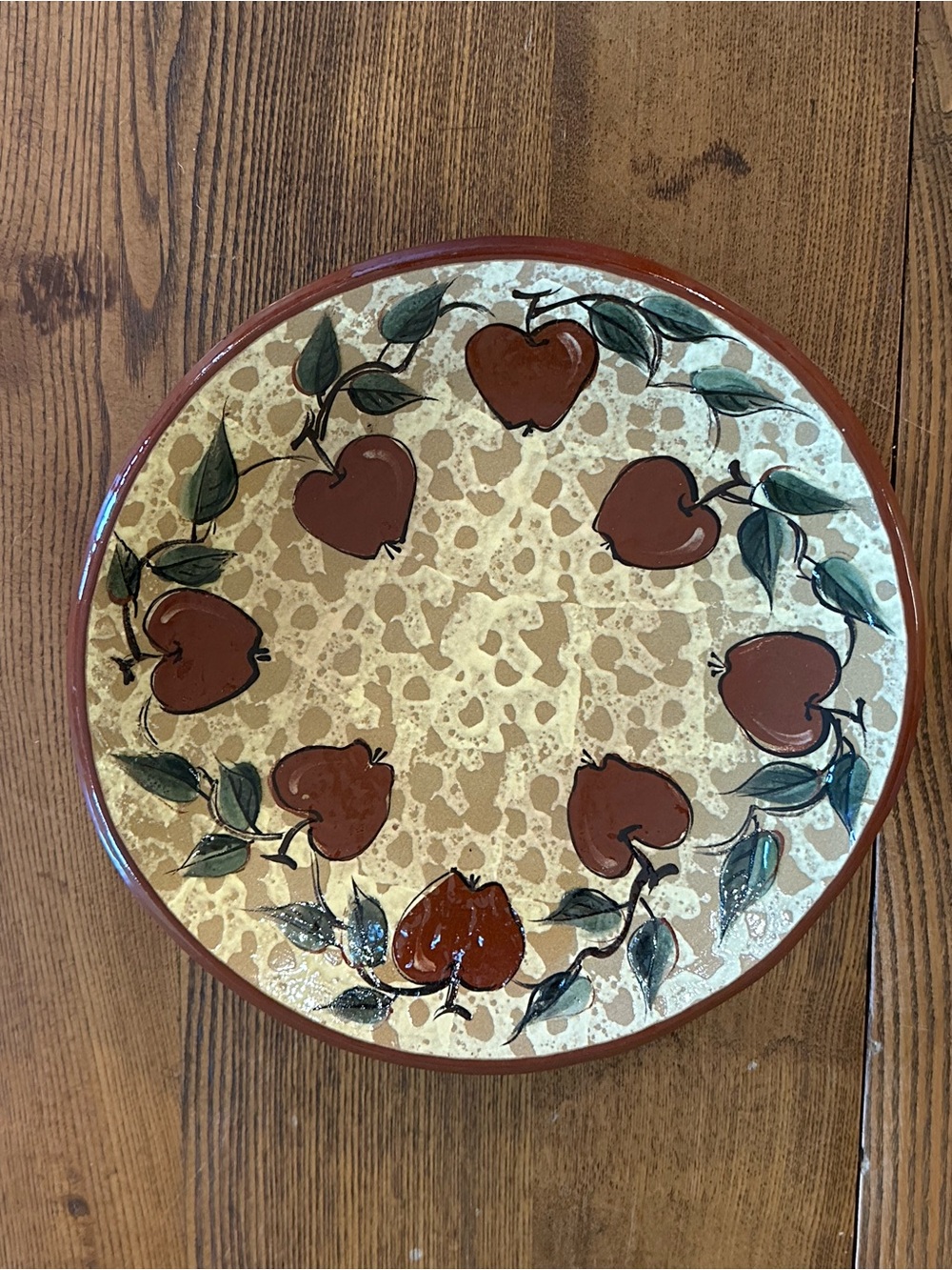 Eldreth Redware Pottery Apple plate 8.25” farmhouse primitive folk art